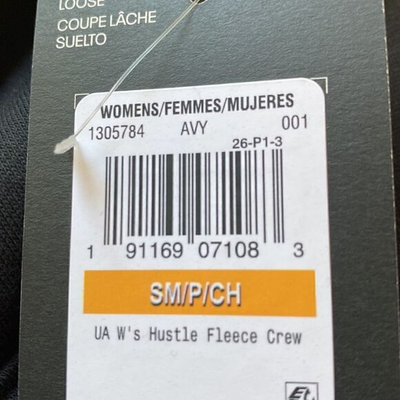 Under Armour Hustle Fleece Crew Sweatshirt Women’s Sz S Navy NWT - Picture 6 of 6